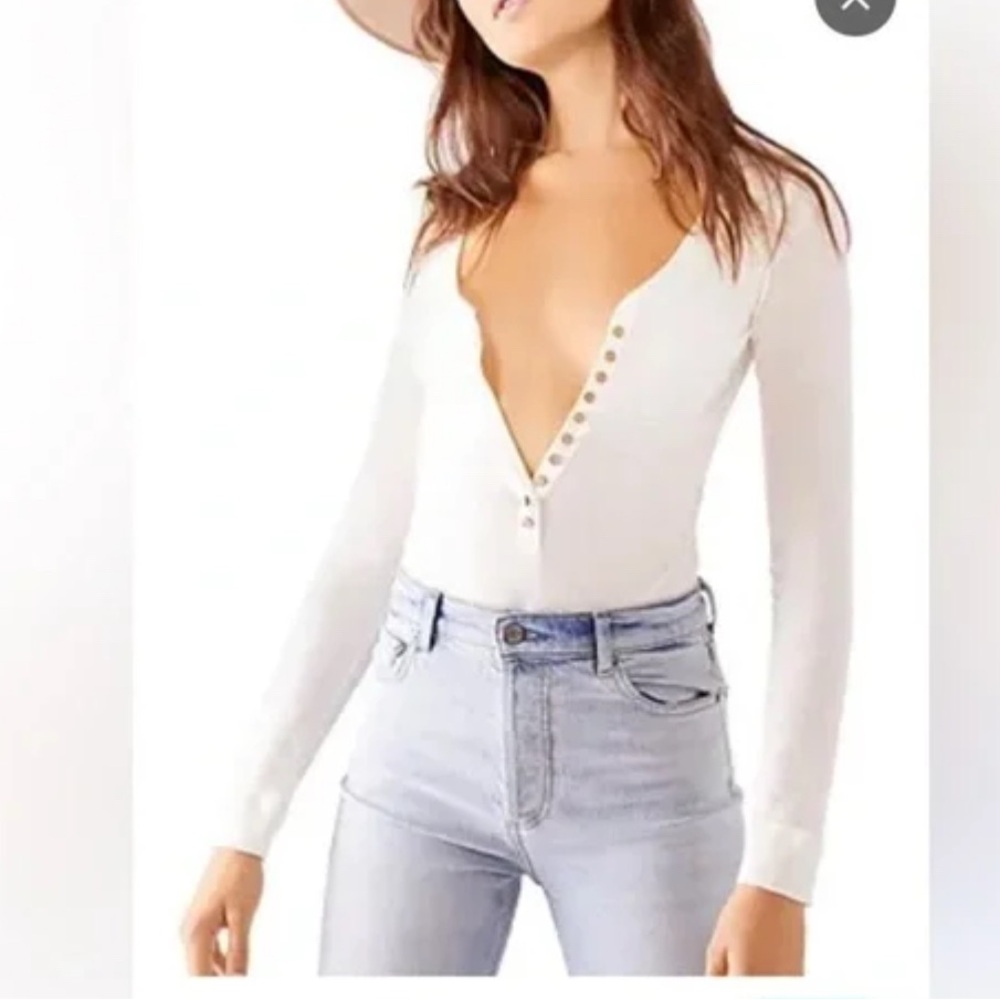 Free People Dylan Thermal Bodysuit, Ivory, XS, NWT